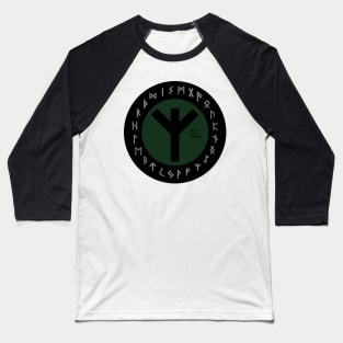 Green Elhaz Futhark Rune Symbol Baseball T-Shirt
